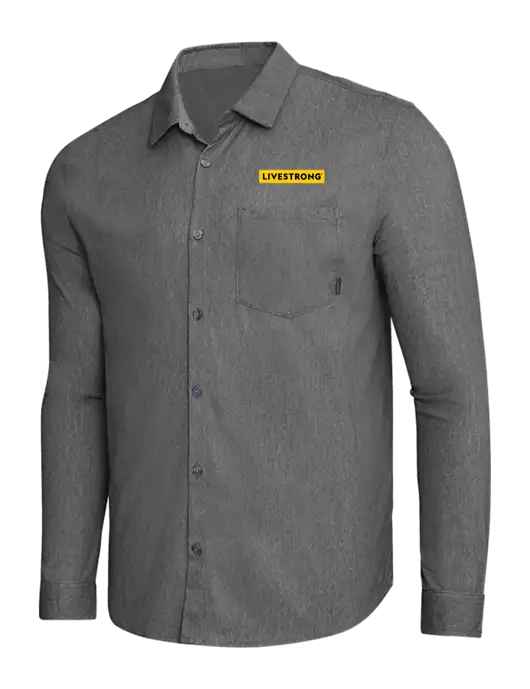 OGIO Dark Grey Heather Extend Long Sleeve Button Up Shirt w/LIVESTRONG Logo