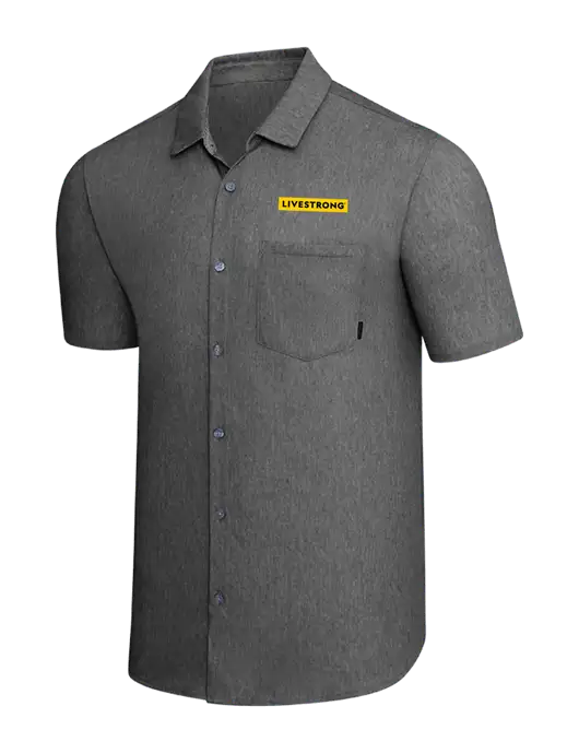 OGIO Dark Grey Heather Extend Short Sleeve Button Up Shirt w/LIVESTRONG Logo