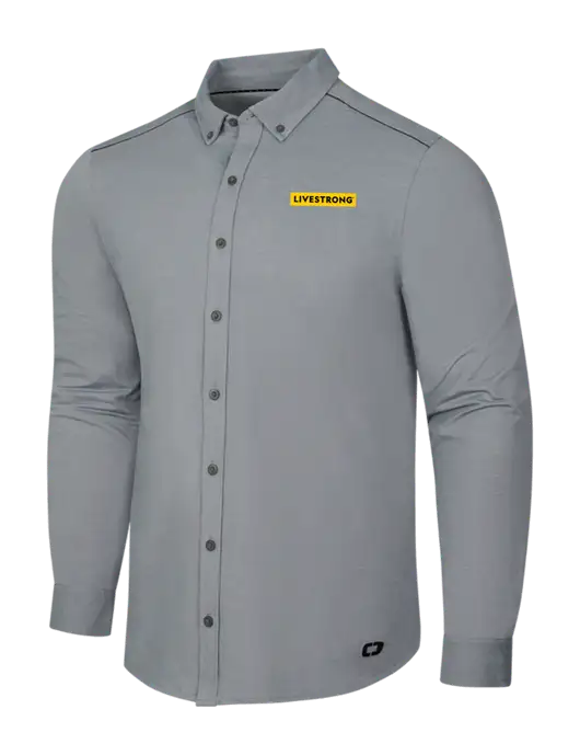 OGIO Medium Grey Heather Modern Code Stretch Button-Up Shirt w/LIVESTRONG Logo