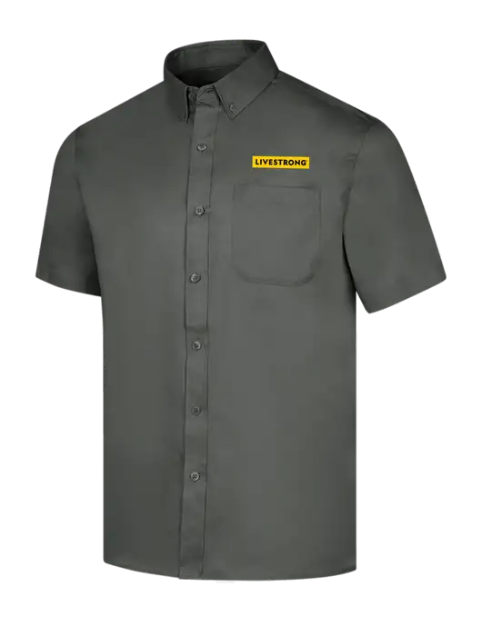 Short Sleeve Dark Grey Superpro React Twill Shirt w/LIVESTRONG Logo