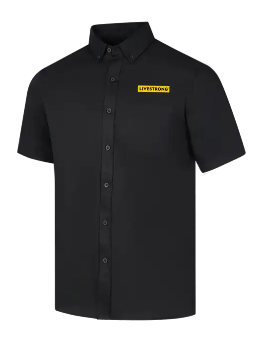 Short Sleeve Deep Black Superpro React Twill Shirt w/LIVESTRONG Logo