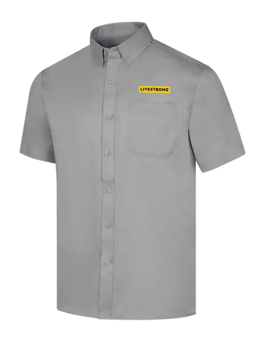Short Sleeve Light Grey Superpro React Twill Shirt w/LIVESTRONG Logo