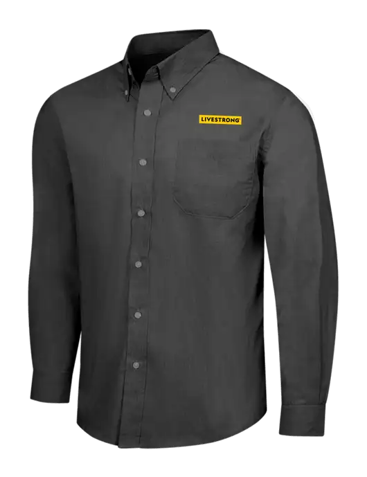 Soft Black Crosshatch Easy Care Shirt w/LIVESTRONG Logo