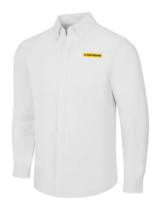 White SuperPro Oxford Shirt w/LIVESTRONG Logo