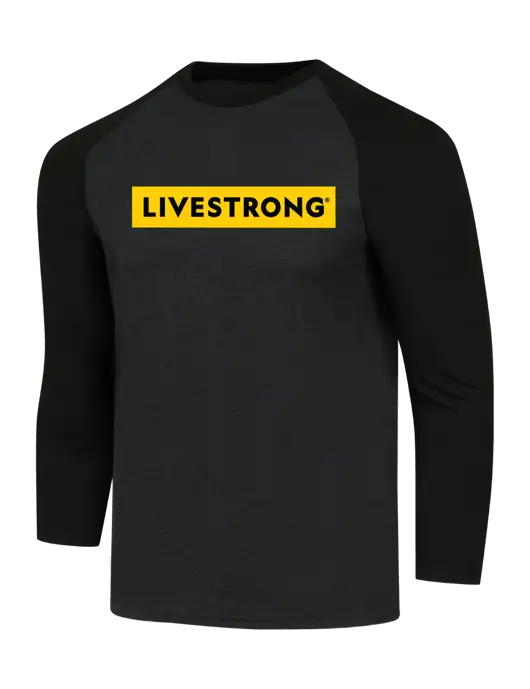Simply Soft 3/4 Sleeve Black/Black Frost Ring Spun Cotton T-Shirt w/LIVESTRONG Logo