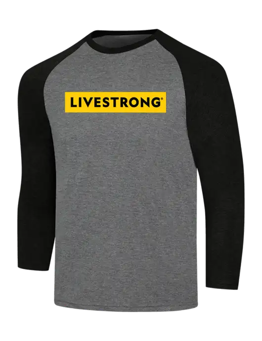 Simply Soft 3/4 Sleeve Black Frost/Grey Frost Ring Spun Cotton T-Shirt w/LIVESTRONG Logo