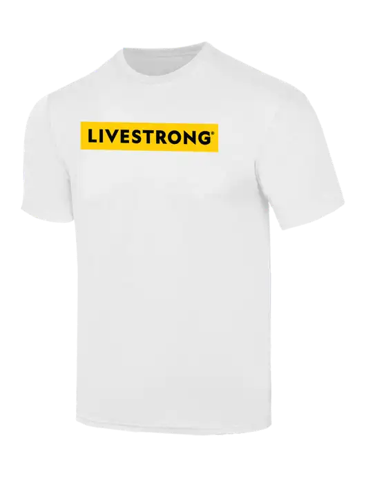 Simply Soft White 4.5oz  Poly/Combed Ring Spun Cotton T-Shirt w/LIVESTRONG Logo