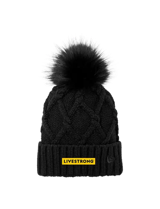 New Era Black Faux Fur Pom Beanie w/LIVESTRONG Logo