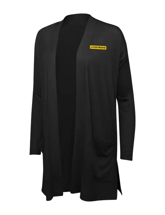 Black Womens Concept Long Pocket Cardigan w/LIVESTRONG Logo