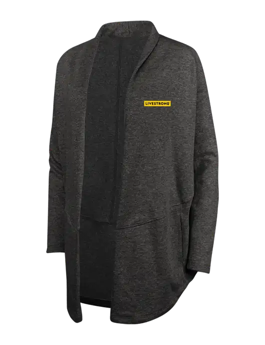 Charcoal Heather/ Medium Heather Grey Womens Interlock Cardigan w/LIVESTRONG Logo
