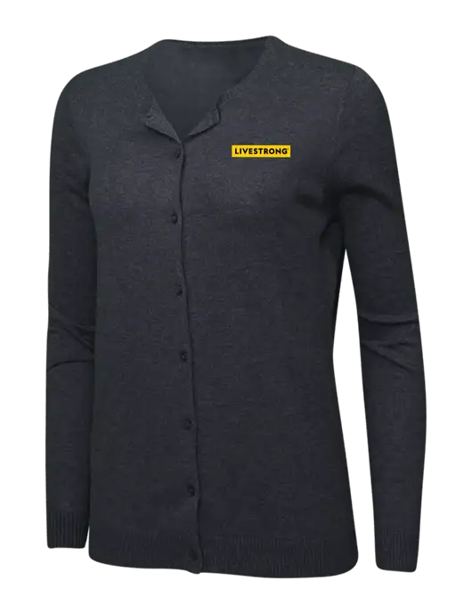 Charcoal Heather Womens Cardigan Sweater w/LIVESTRONG Logo