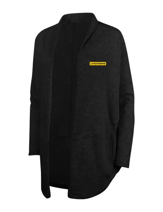 Deep Black/Charcoal Heather Womens Interlock Cardigan w/LIVESTRONG Logo