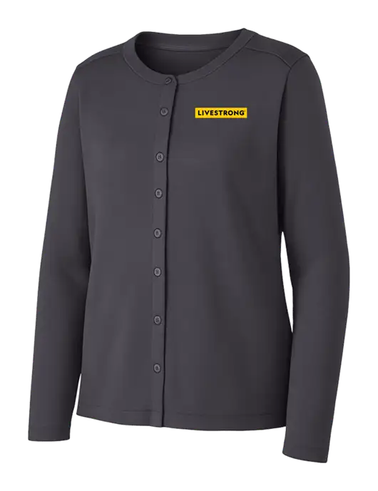 Grey Smoke Womens Concept Stretch Button-Front Cardigan Sweater w/LIVESTRONG Logo