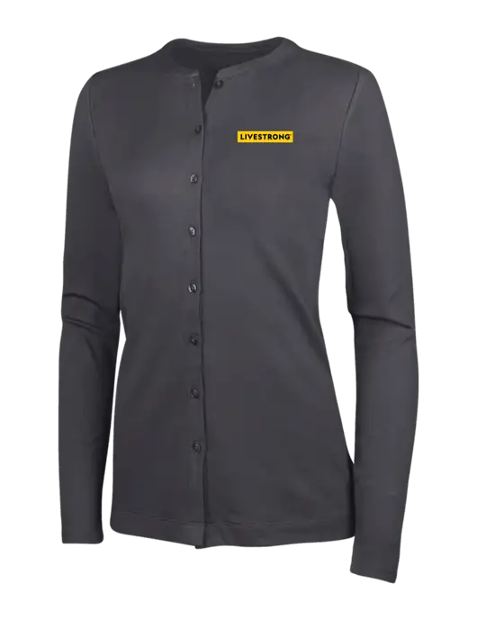 Grey Smoke Womens Concept Stretch Button-Front Cardigan Sweater w/LIVESTRONG Logo