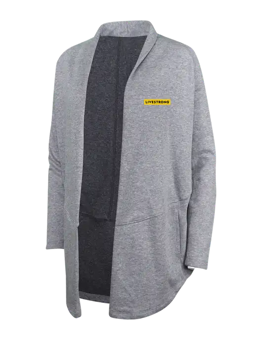 Medium Heather Grey/Char Heather Womens Interlock Cardigan w/LIVESTRONG Logo