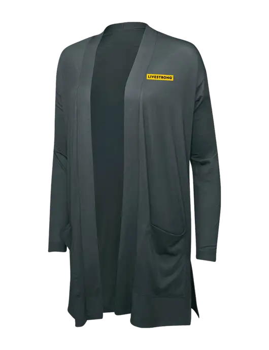 Smoke Grey Womens Concept Long Pocket Cardigan w/LIVESTRONG Logo