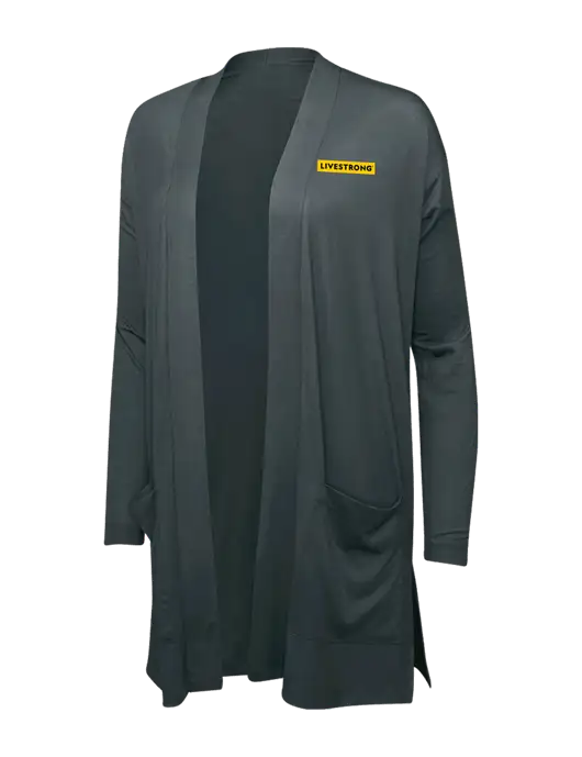 Smoke Grey Womens Concept Long Pocket Cardigan w/LIVESTRONG Logo