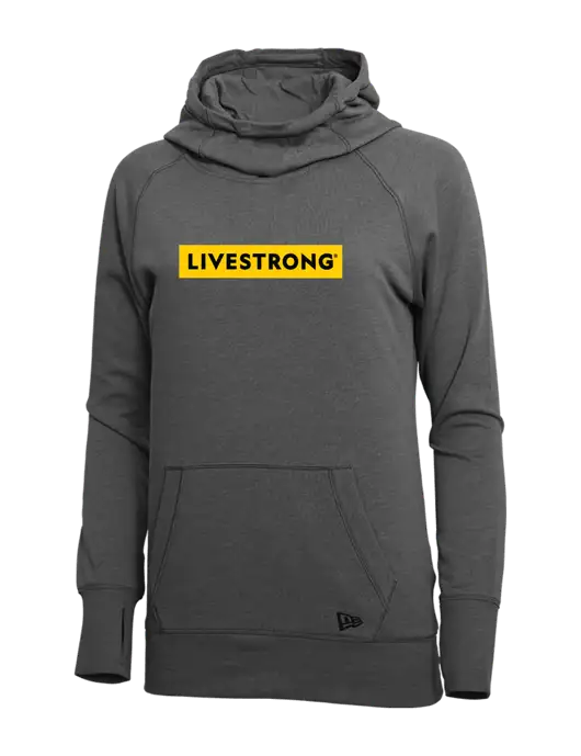 New Era Black Heather Womens Tri-Blend Fleece Pullover Hoodie w/LIVESTRONG Logo