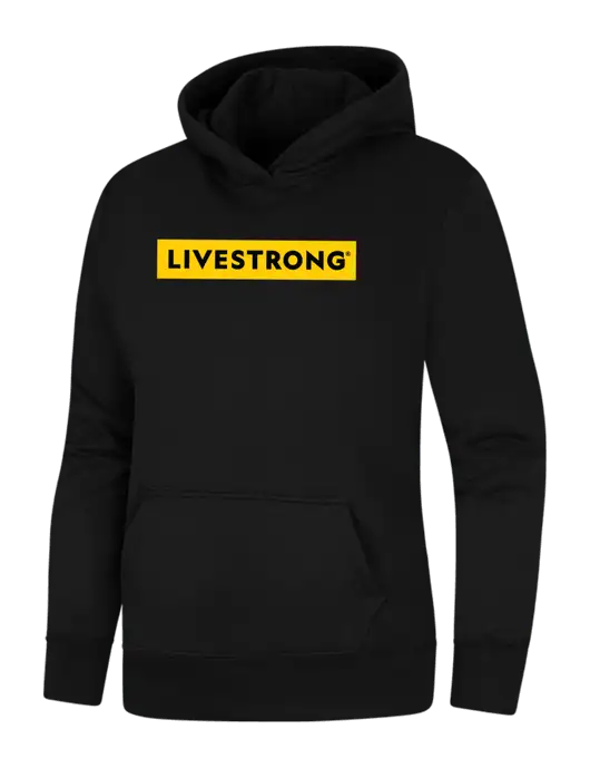 Womens Black Core Fleece Pullover Hooded Sweatshirt w/LIVESTRONG Logo