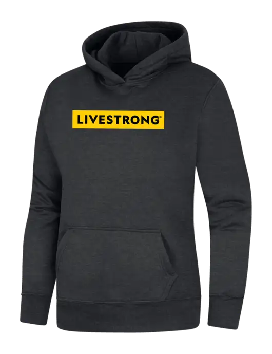 Womens Dark Grey Heather Core Fleece Pullover Hooded Sweatshirt w/LIVESTRONG Logo