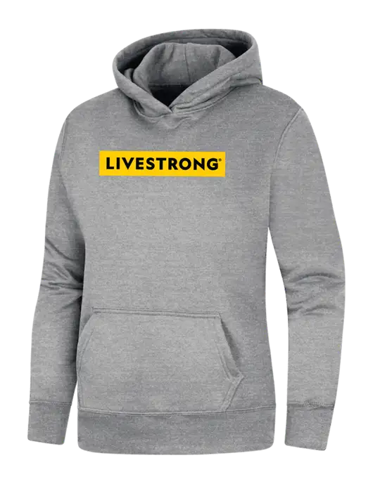 Womens Light Grey Heather Core Fleece Pullover Hooded Sweatshirt w/LIVESTRONG Logo