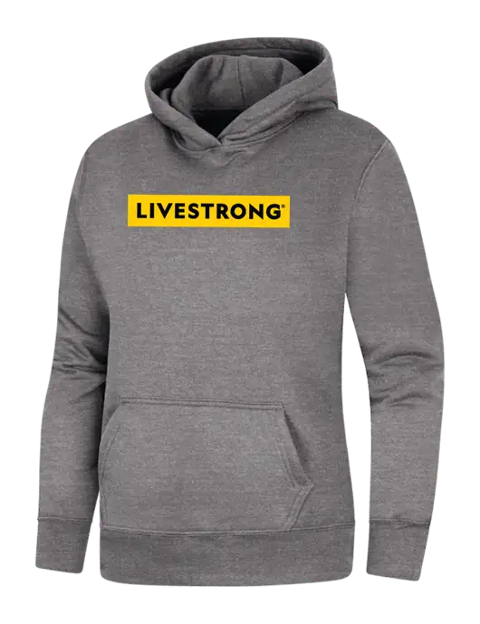 Womens Medium Grey Heather Core Fleece Pullover Hooded Sweatshirt w/LIVESTRONG Logo