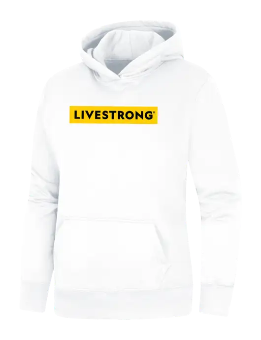 Womens White Core Fleece Pullover Hooded Sweatshirt w/LIVESTRONG Logo