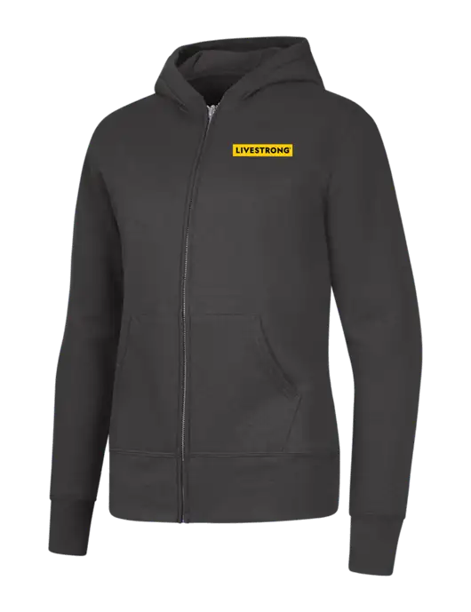 Charcoal Womens Core Fleece Full-Zip Hooded Sweatshirt w/LIVESTRONG Logo