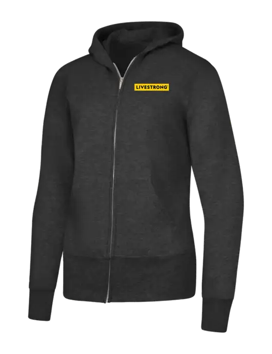 Dark Heather Grey Womens Core Fleece Full-Zip Hooded Sweatshirt w/LIVESTRONG Logo