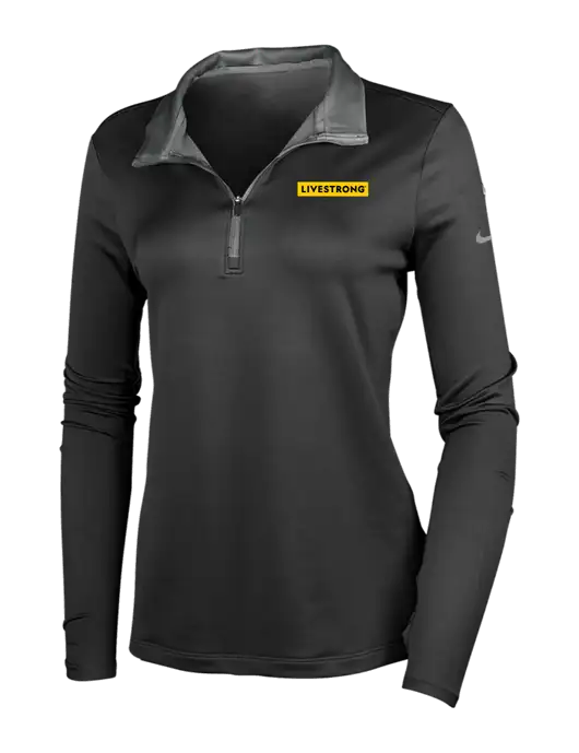 NIKE Black/Dark Grey Womens Dry-Fit Stretch 1/2 Zip Cover-Up w/LIVESTRONG Logo