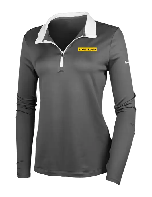 NIKE Dark Grey/White Womens Dry-Fit Stretch 1/2 Zip Cover-Up w/LIVESTRONG Logo