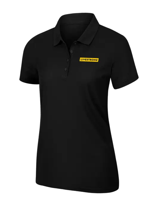 Womens Black Core Classic Pique Polo w/LIVESTRONG Logo