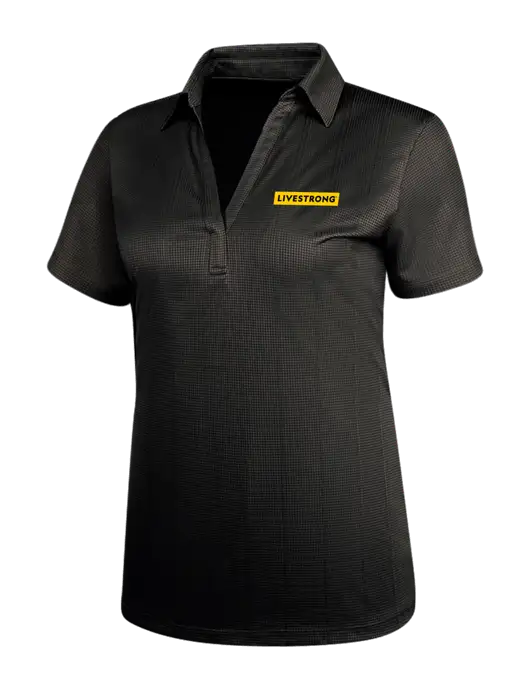 Black Womens Performance Fine Jacquard Polo w/LIVESTRONG Logo