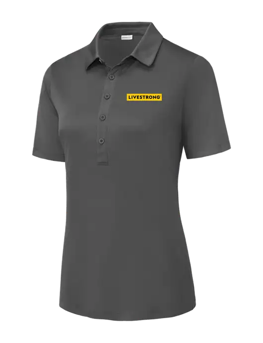 Dark Smoke Grey Womens Posi-UV Pro Polo w/LIVESTRONG Logo