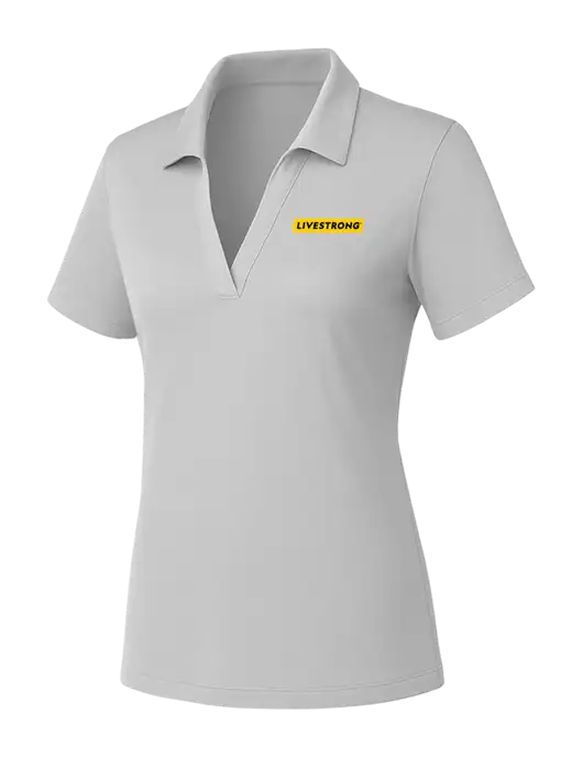 Womens Light Grey PosiCharge RacerMesh Polo w/LIVESTRONG Logo