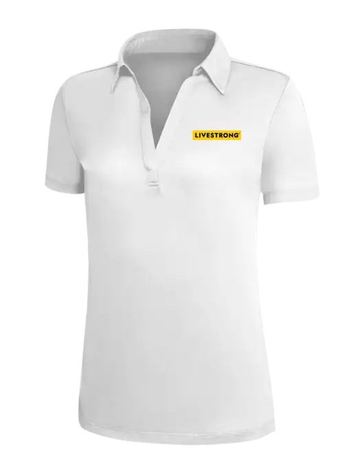 White Silk Touch Womens Performance Polo w/LIVESTRONG Logo
