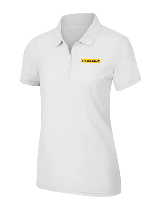 White Womens Core Classic Pique Polo w/LIVESTRONG Logo
