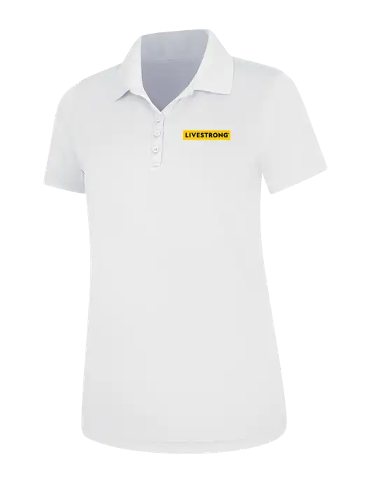 White Womens Dry Zone UV Mesh Polo w/LIVESTRONG Logo