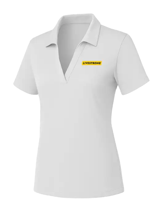 Womens White PosiCharge RacerMesh Polo w/LIVESTRONG Logo