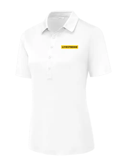 White Womens Posi-UV Pro Polo w/LIVESTRONG Logo