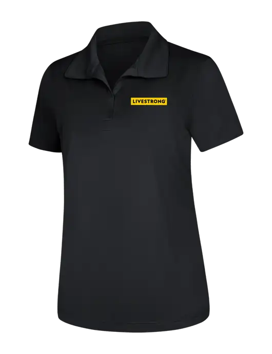 Womens Black Micropique Sport-Wick Polo w/LIVESTRONG Logo