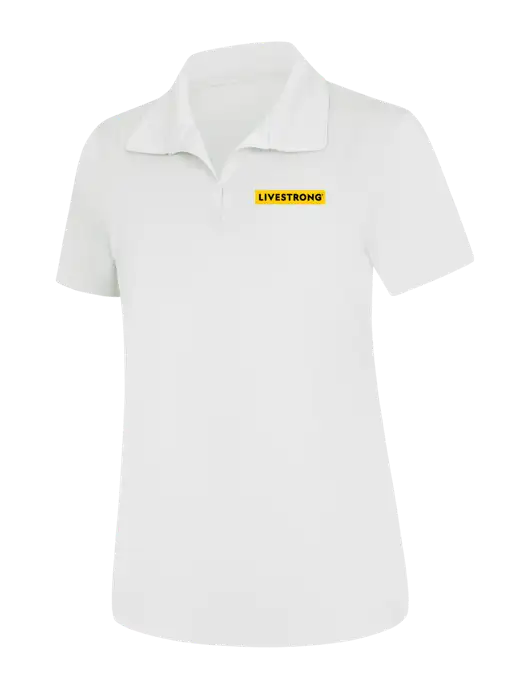 Womens White Micropique Sport-Wick Polo w/LIVESTRONG Logo