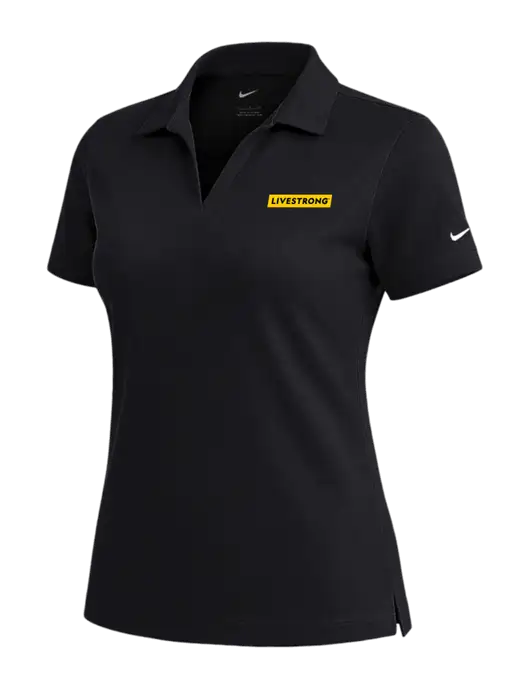 NIKE Black Womens Dri-Fit Micro Pique Polo w/LIVESTRONG Logo