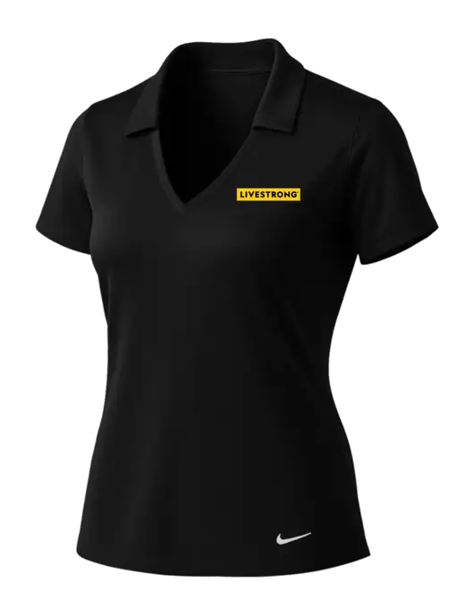 NIKE Black Womens Dri-Fit Vertical Mesh Polo w/LIVESTRONG Logo