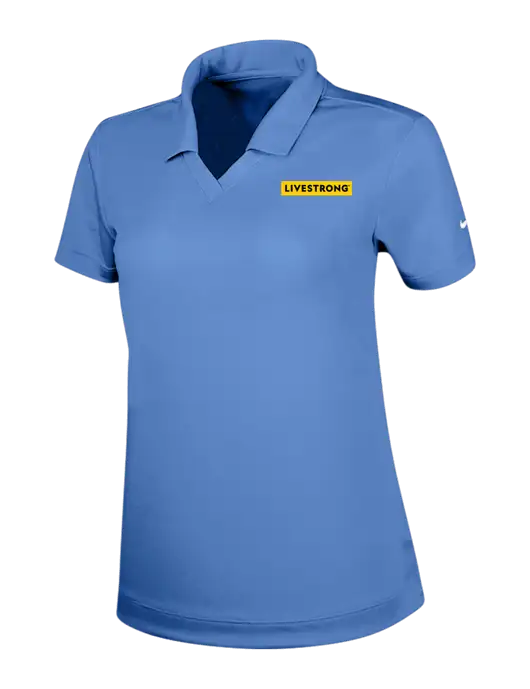 NIKE Carolina Blue Womens Dri Fit Micro Pique Polo w LIVESTRONG Logo
