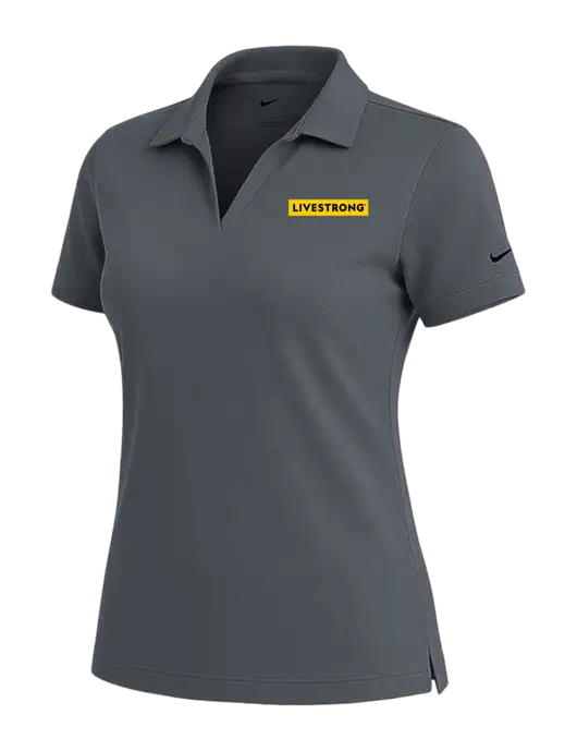 NIKE Dark Grey Womens Dri-Fit Micro Pique Polo w/LIVESTRONG Logo