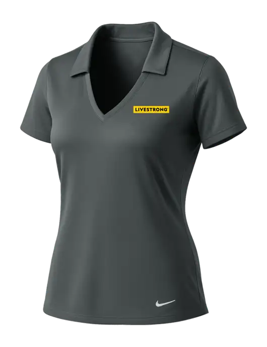 NIKE Dark Grey Womens Dri-Fit Vertical Mesh Polo w/LIVESTRONG Logo