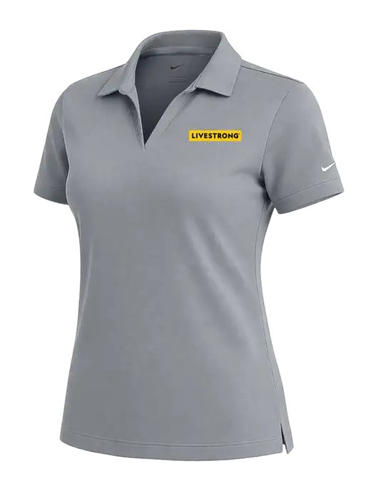 NIKE Medium Grey Womens Dri-Fit Micro Pique Polo w/LIVESTRONG Logo