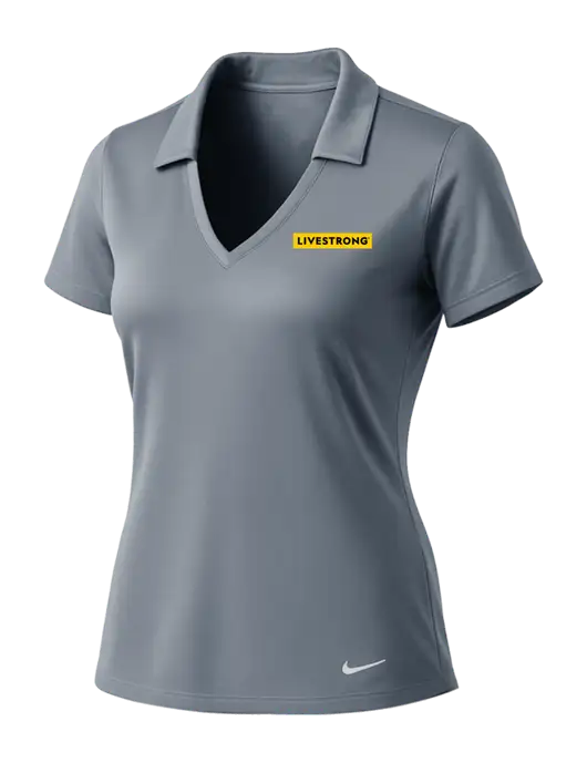 NIKE Medium Grey Womens Dri-Fit Vertical Mesh Polo w/LIVESTRONG Logo