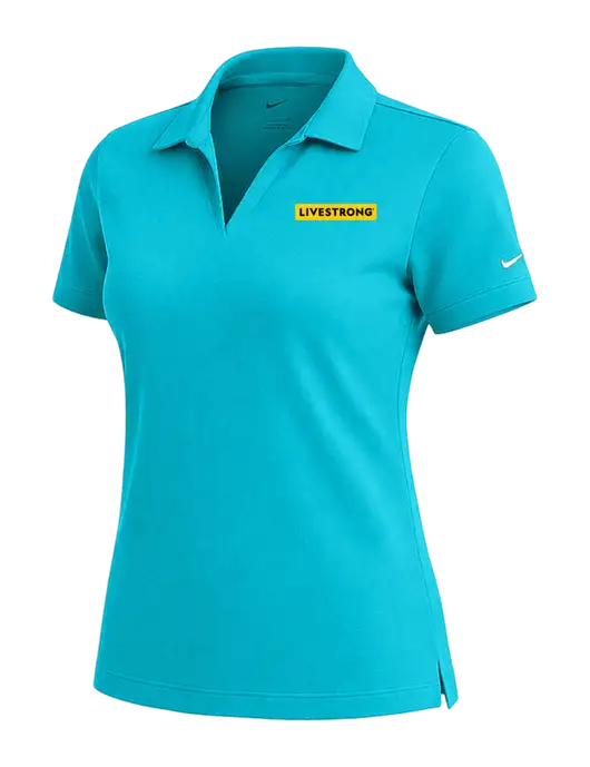 NIKE Sapphire Blue Womens Dri-Fit Micro Pique Polo w/LIVESTRONG Logo